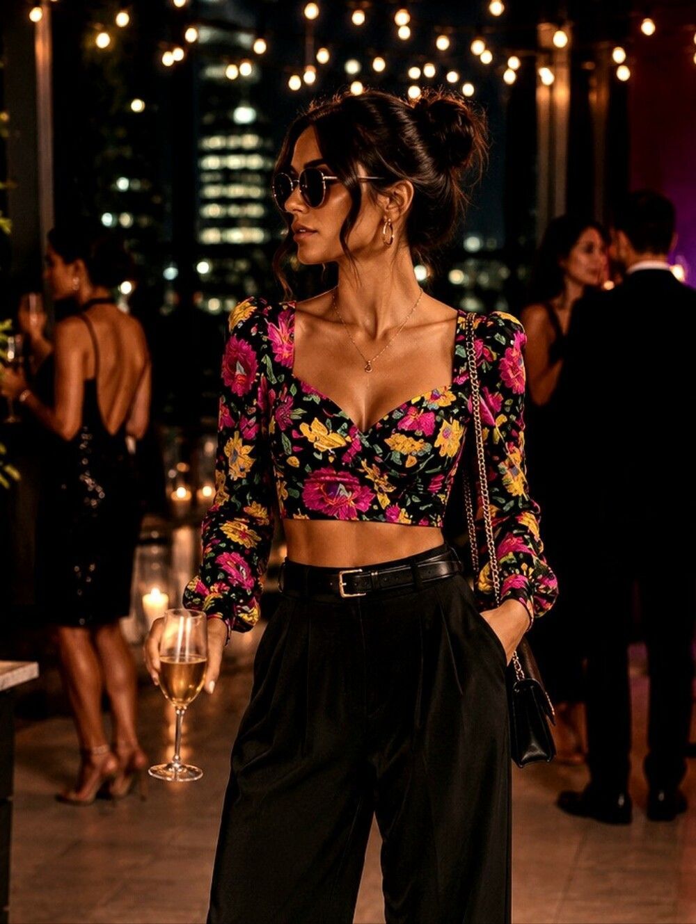 NWOT Zara cropped floral blouse
